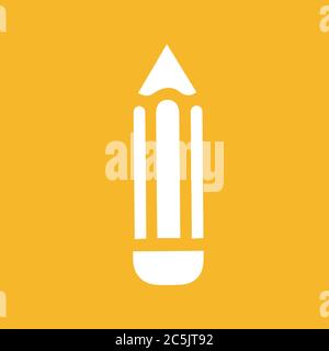 Pencil icon. For websites and apps. Image on yellow background. Flat line vector illustration. Stock Vector