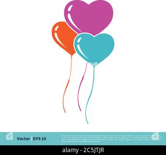 Heart Balloon Colorful Icon Vector Logo Template Illustration Design. Vector EPS 10. Stock Vector