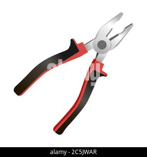 Construction tools on white background. Dill, wrench, saw, pliers, hammer, level for repair. Vector illustration in trendy flat style. ESP 10. Stock Vector