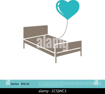 Bed and Heart Balloon Icon Vector Logo Template Illustration Design. Vector EPS 10. Stock Vector