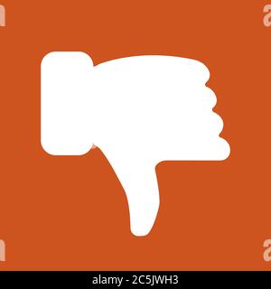 Deslike icon in trendy flat style isolated on red background. Vector illustration. Stock Vector