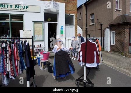 Sidcup, Kent, UK. 03rd July, 2020. Staff wearing PPI at a charity shop in Sidcup after covid 19 lockdown rules are relaxed by the government. Sidcup, Kent on 3 July 2020. Photo by Alan Stanford. Credit: PRiME Media Images/Alamy Live News Stock Photo