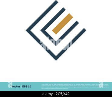 Letter C Line Art Square Icon Vector Logo Template Illustration Design. Vector EPS 10. Stock Vector