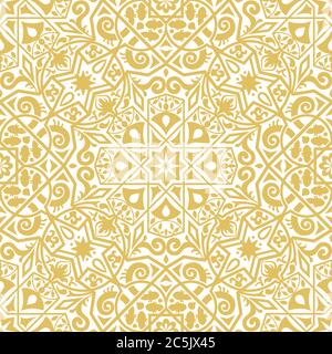 Decorative tile pattern in arabesque style. Monochromatic seamless pattern, perfect for backgrounds, textures and wallpaper designs. Vector illustrati Stock Vector
