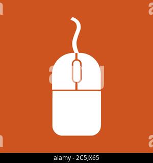 Mouse icon in trendy flat style isolated on red background. Vector illustration. Stock Vector