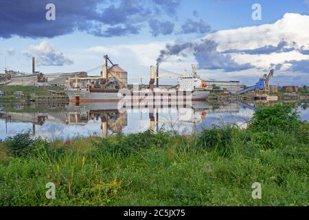 Linden, bauxite mining town and capital city of the Upper Demerara-Berbice region along the Demerara River, Guyana, South America Stock Photo