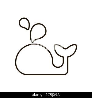 Whale with drops of water icon in trendy flat style isolated. Illustration eps 10. Stock Vector
