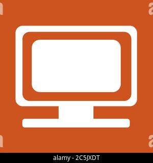 Monitor icon in trendy flat style isolated on red background. Vector illustration. Stock Vector