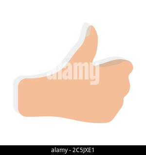 Hand Thumb Up on white background in trendy flat style isolated. Stock Vector