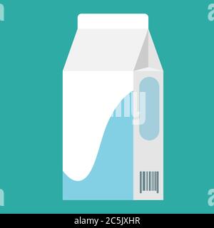 Milk carton boxes. Vector flat style illustration isolated on blue background. Stock Vector