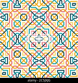 Geometric line seamless pattern based in moroccan style. Colorful geometric tile. Vector illustration. Stock Vector