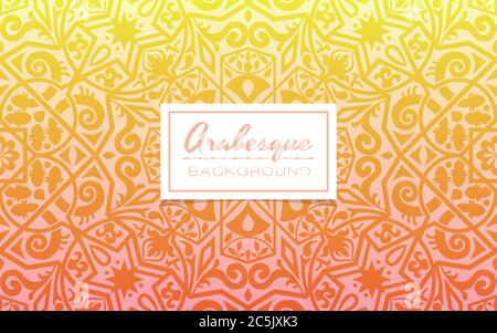 Decorative background pattern in arabesque style. Warm gradient background with arabesque pattern. Vector illustration. Stock Vector