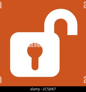 Unlock sign icon in trendy flat style isolated on red background. For your web site design, logo, app, UI. Vector illustration. Stock Vector
