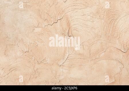 Beige low contrast smooth decorative plaster concrete textured background. Abstract soft neutral antique artistic backdrop texture to your concept or Stock Photo