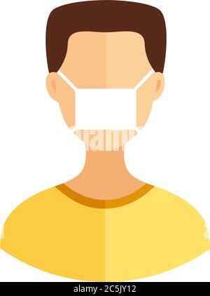 Man wearing protective face mask / medical mask vector illustration Stock Vector