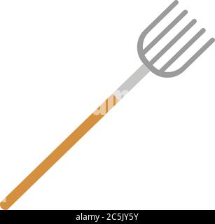 Garden pitchfork icon, cartoon style. Illustration of Garden tools. Stock Vector