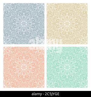 Oriental floral decorative seamless pattern in different colors. Decorative tile, perfect for backgrounds, wallpapers, fabric, greeting cards and invi Stock Vector