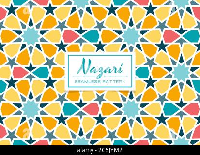 Colorful arabic mosaic design. EPS 10 seamless pattern. Tile pattern, perfect for backgrounds, wallpapers, fabric, wrapping paper, poster and brochure Stock Vector