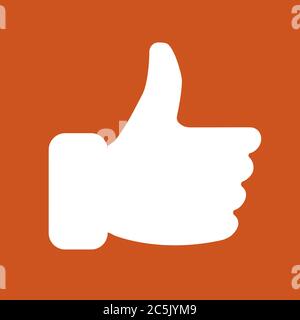 Like icon sign in trendy flat style isolated on red background. Vector illustration. Stock Vector
