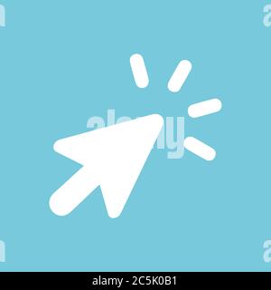 Click icon. For websites and apps. Image on blue background. Flat line vector illustration. Stock Vector