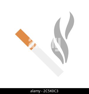 Smoking Cigarette on white background. EPS 10 in trendy flat style isolated. Stock Vector