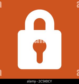 Lock icon in trendy flat style isolated on red background. Vector illustration. Stock Vector