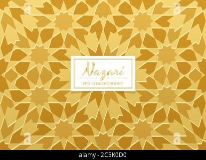 Nazari golden decorative background. Islamic design concept. Caleidoscope art. Perfect for backgrounds, wallpapers, fabric, poster and brochure design Stock Vector