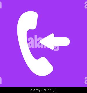 Incoming call sign icon in trendy flat style isolated on purple background. For your web site design, logo, app, UI. Vector illustration. Stock Vector