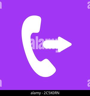 Outgoing call sign icon in trendy flat style isolated on purple background. For your web site design, logo, app, UI. Vector illustration. Stock Vector