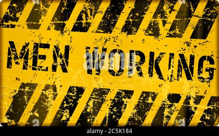 men working sign, website under construction sign, grungy vector Stock Vector