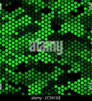 Emerald pattern of triangles, hexagons, squares. Lime, green, black colors. Seamless texture from geometric elements. Abstract vector background for b Stock Vector