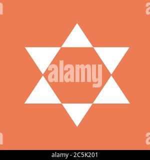Star david icon. For websites and apps. Image on red background. Flat line vector illustration. Stock Vector