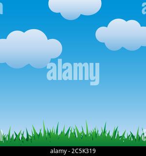 Sky, Cloud and Grass Background Vector Template Illustration Design. Vector EPS 10. Stock Vector