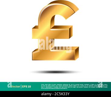 Gold Pound Sterling Sign Icon Vector Logo Template Illustration Design. Vector EPS 10. Stock Vector