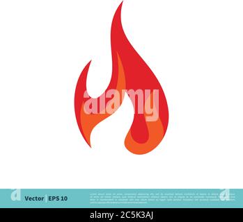 Red Fire Icon Vector Logo Template Illustration Design. Vector EPS 10. Stock Vector