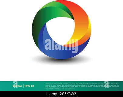Lens Circle Colorful 3D Vector Logo Template Illustration design. Vector EPS 10 Stock Vector