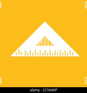 Ruler icon. For websites and apps. Image on yellow background. Flat line vector illustration. Stock Vector