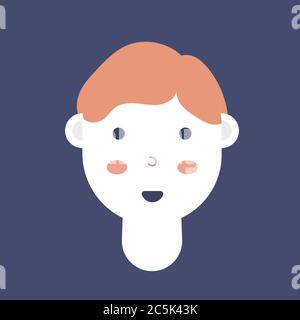 Vector illustration of man face on white background. Face in front view. Stock Vector