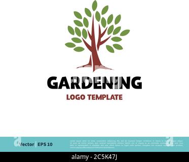 Pot and Tree Gardening Icon Vector Logo Template Illustration Design. Vector EPS 10. Stock Vector