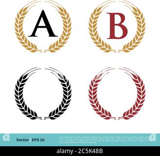 Laurel Wreath Initial Icon Vector Logo Template Illustration Design. Vector EPS 10. Stock Vector