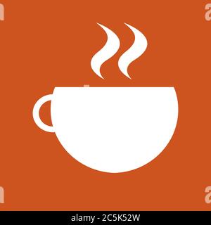 Cup of tea icon in trendy flat style isolated on red background. Vector illustration. Stock Vector
