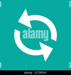 Recycle icon. For websites and apps. Image on turquoise background. Flat line vector illustration. Stock Vector