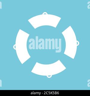 Lifebuoy icon. For websites and apps. Image on blue background. Flat line vector illustration. Stock Vector
