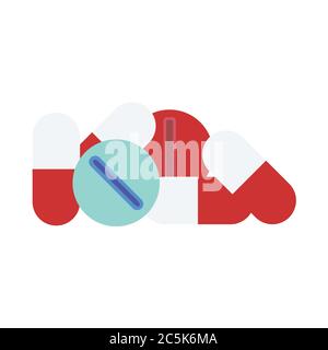 Pills and Drugson white background. Medical pill in trendy flat style isolated. Stock Vector