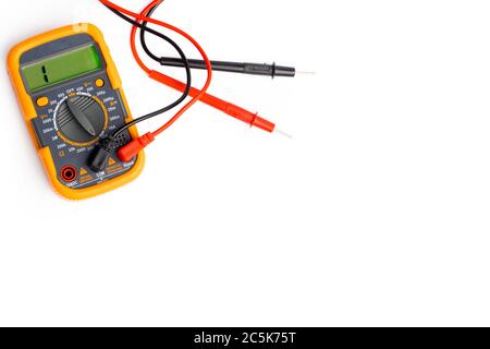 digital multimeter isolated on white background with special measuring probes Stock Photo