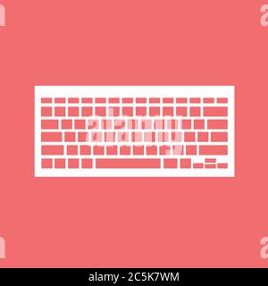 Keyboard icon. For websites and apps. Image on red background. Flat line vector illustration. Stock Vector