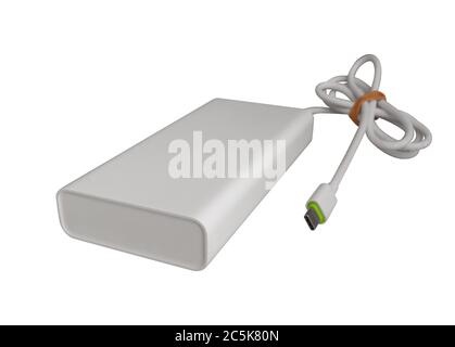Power bank for charging mobile devices isolated on a white background with clipping path. Stock Photo