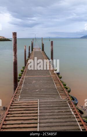 Wooden jetty at Rhos-on-Sea, North Wales coast Stock Photo