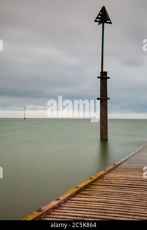 Wooden jetty at Llandudno, North Wales coast Stock Photo