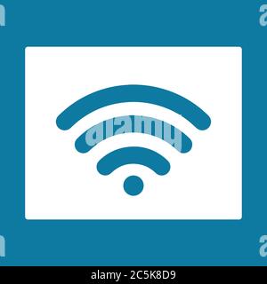 Wifi wireless icon. For websites and apps. Image on blue background. Flat line vector illustration. Stock Vector